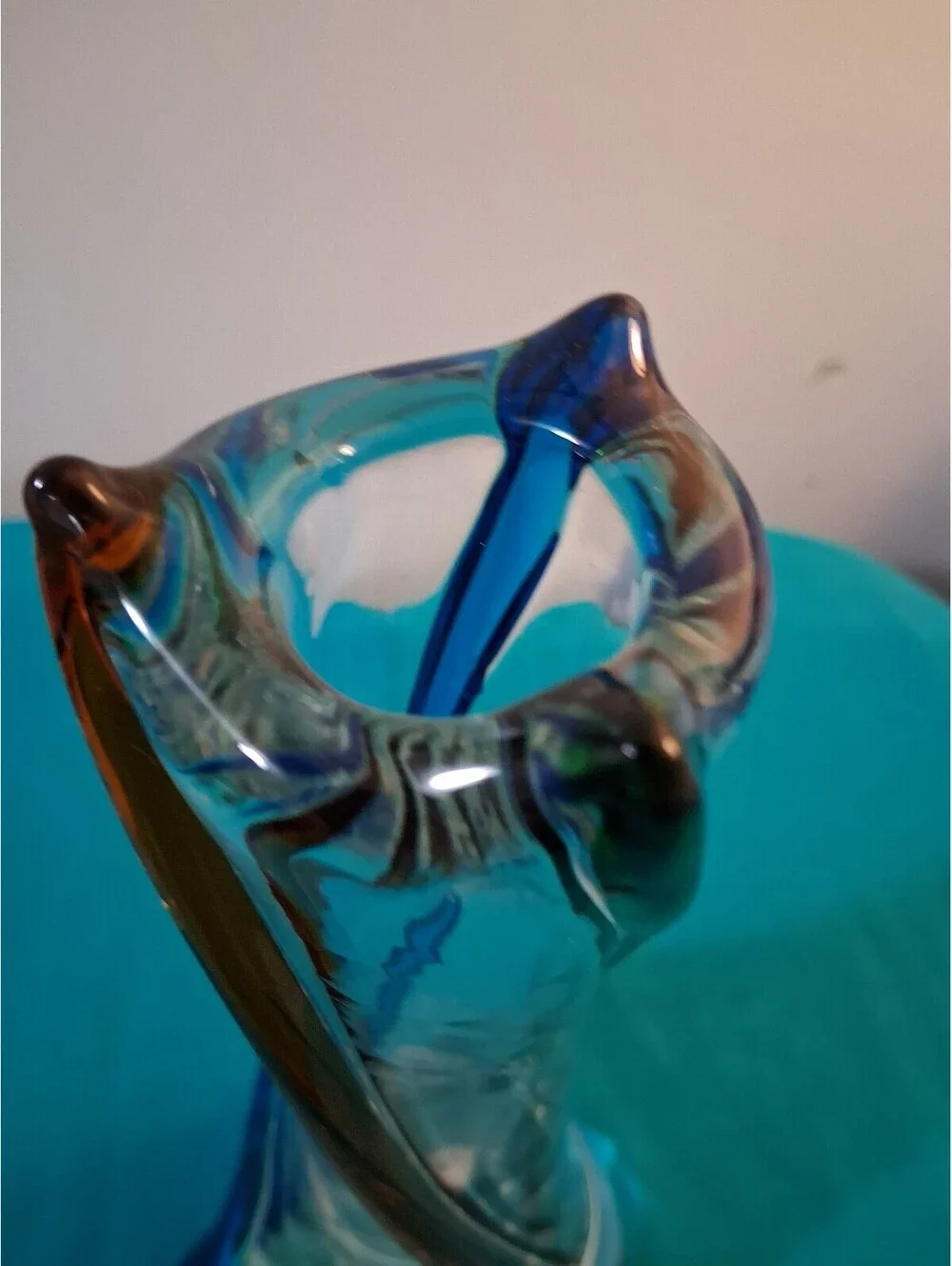 The Unusual Fine Crystal Art Glass Vase with Colorful Twisted Streaks